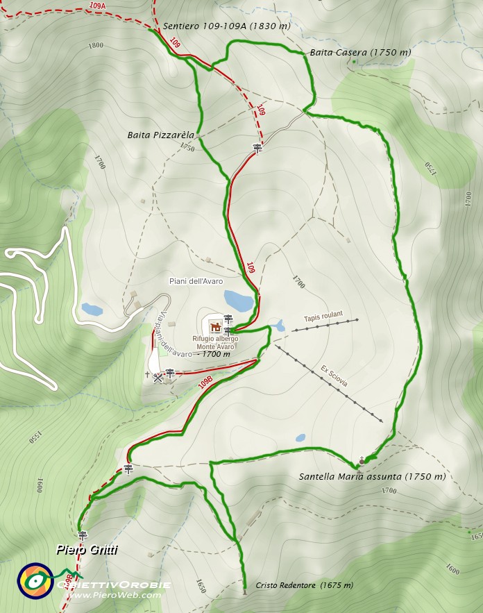 02 Un bel percorso ad anello sulle nevi dei Piani dell'Avaro .JPG